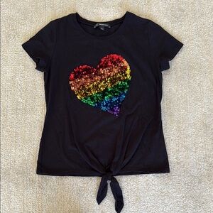 I.N.C.  Pride Rainbow Sequin-Heart Top Size PS